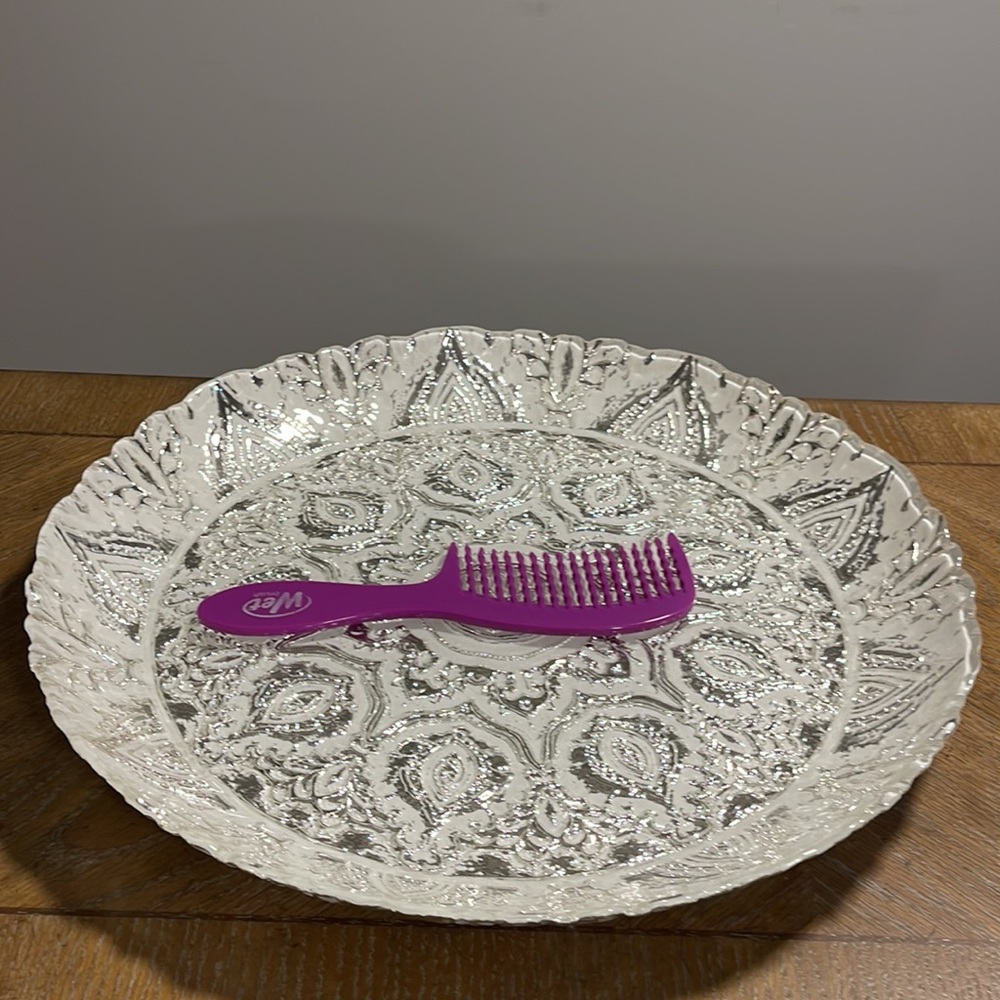 Glass/Metallic Boho Platter #1 with design silver and white high-quality - Picture 4 of 4